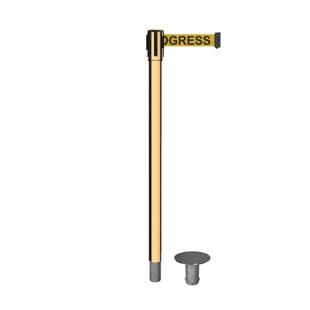 MONTOUR LINE Retractable Belt Removable Stanchion, 2ft Pol.Brass Post  7.5ft Clea MX530R-PB-CLEANYB-75